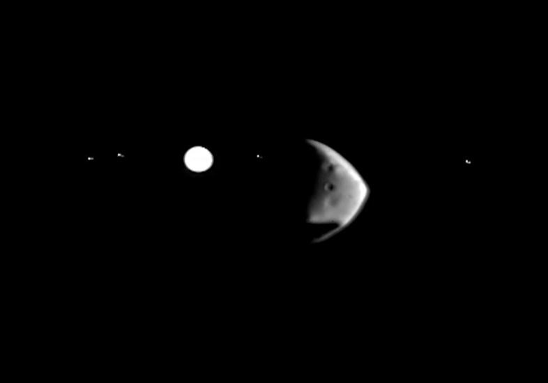 Extraño encuentro entre las lunas de Júpiter y de Marte