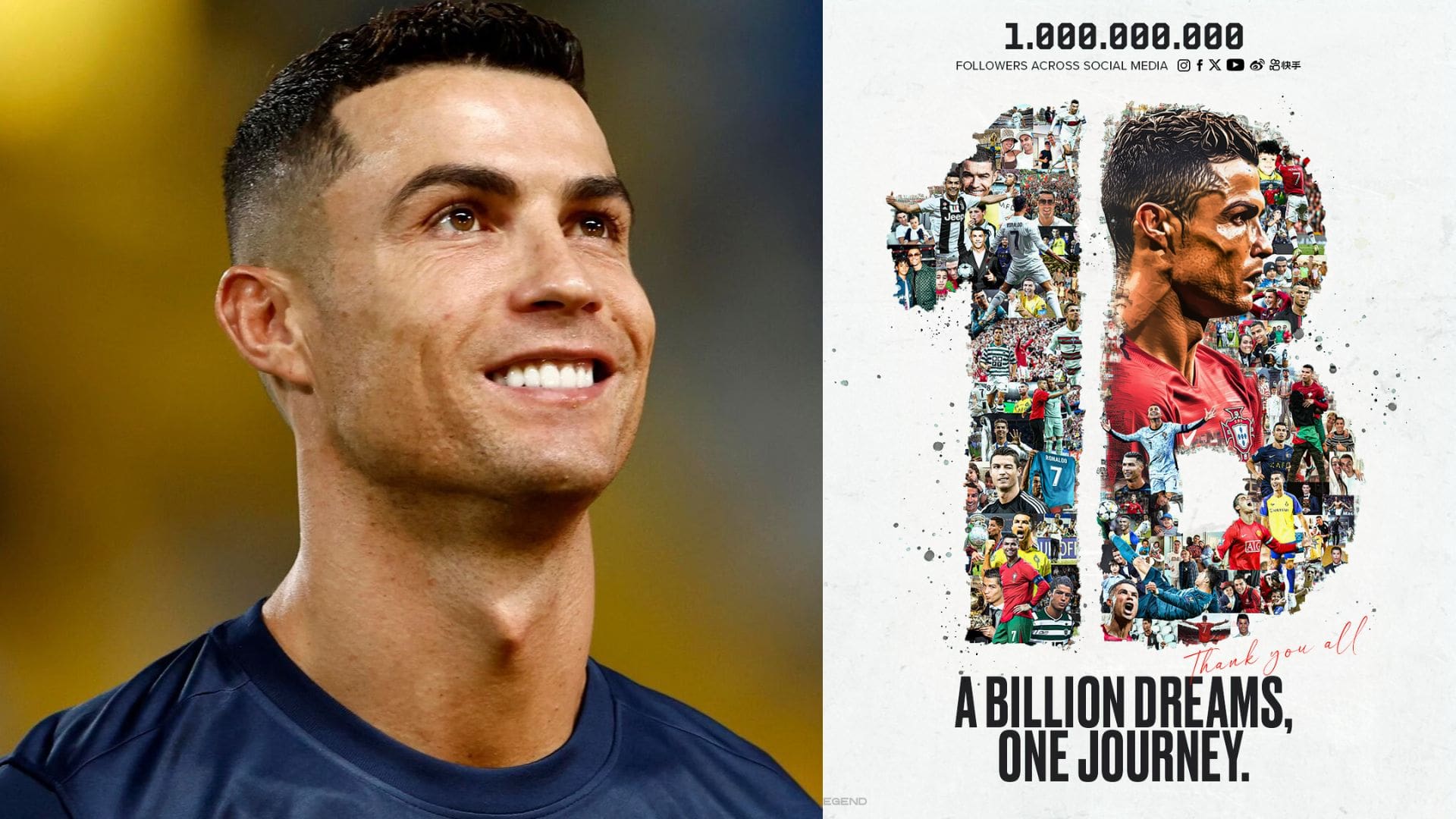 Cristiano Ronaldo rompe récord con 1,000 millones de seguidores