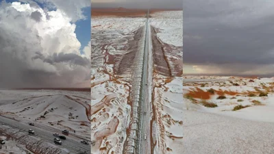 Desierto saudí registra nieve por primera vez