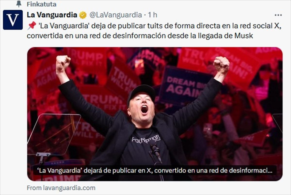 El medio catalán La Vanguardia se retira de X, denunciando la plataforma como una red de desinformación